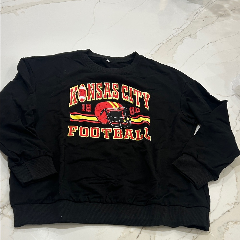 Kansas City Football Women's Black Crew Neck Sweater